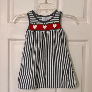 Florence Eiseman Striped Sleeveless Dress with Heart Designs